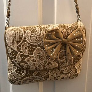 Tan Lace Shoulder Bag
